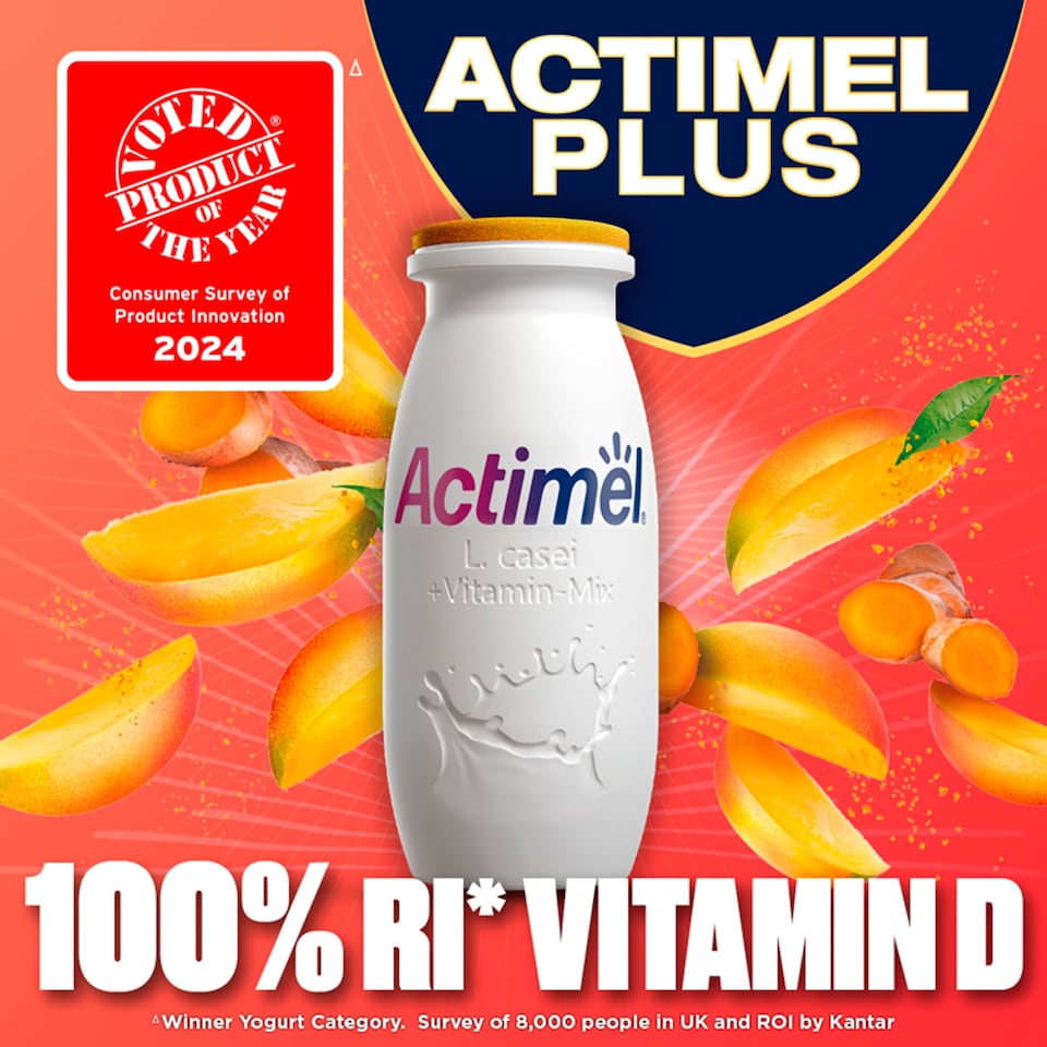 image 1 of Actimel Plus 100% Vitamin D Mango & Turmeric Live Yoghurt Drink Multipack 8x100g