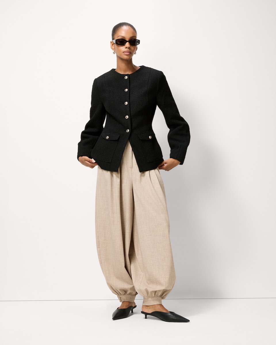 image 1 of F&F Boucle Button Front Co-ord Jacket in Black