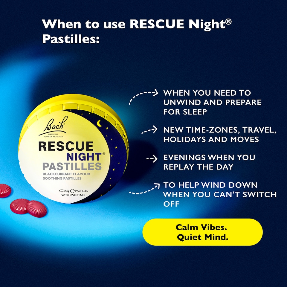 image 1 of Bach Rescue Night Pastilles Blackcurrant Flavour 50g