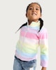 image 2 of F&F Girls Fleece Rainbow Stripe Print Zip Up Jacket in Multi
