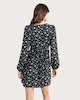 image 3 of F&F Floral Tie Neck Long Sleeved Mini Dress in Multi Black