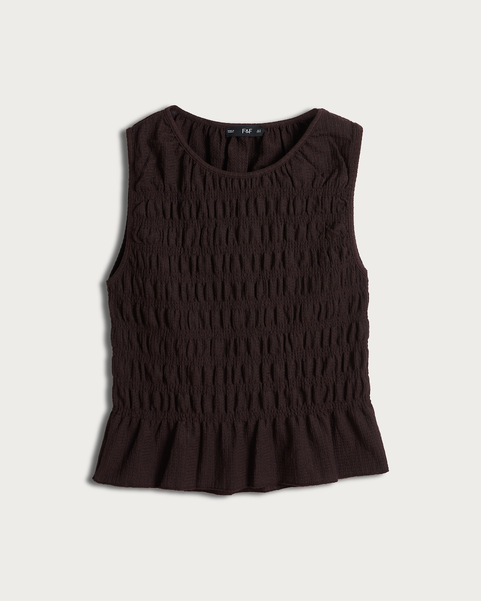 F&F Textured Sleeveless Smock Top in Chocolate