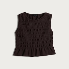 F&F Textured Sleeveless Smock Top in Chocolate