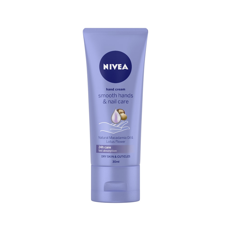image 1 of NIVEA Smooth Hands & Nail Care Hand Cream - Macadamia & Lotus 30ml