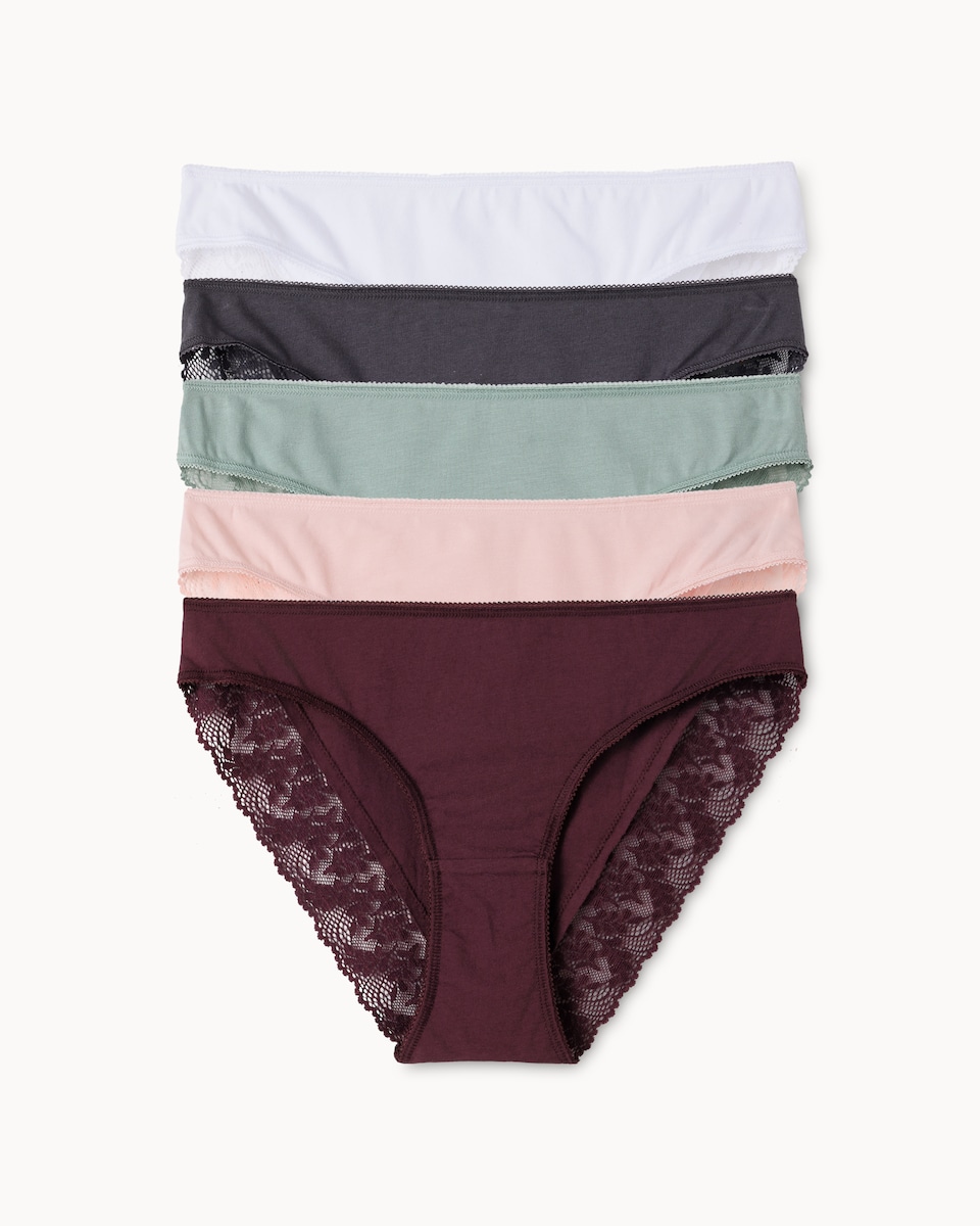 image 1 of F&F 5-Pack Cotton Rich Brazilian Knickers in Multi