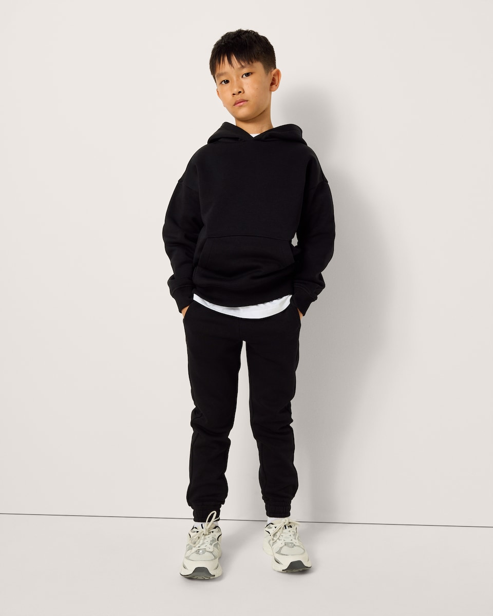 image 1 of F&F Boys Cotton Rich Cuffed Joggers in Black