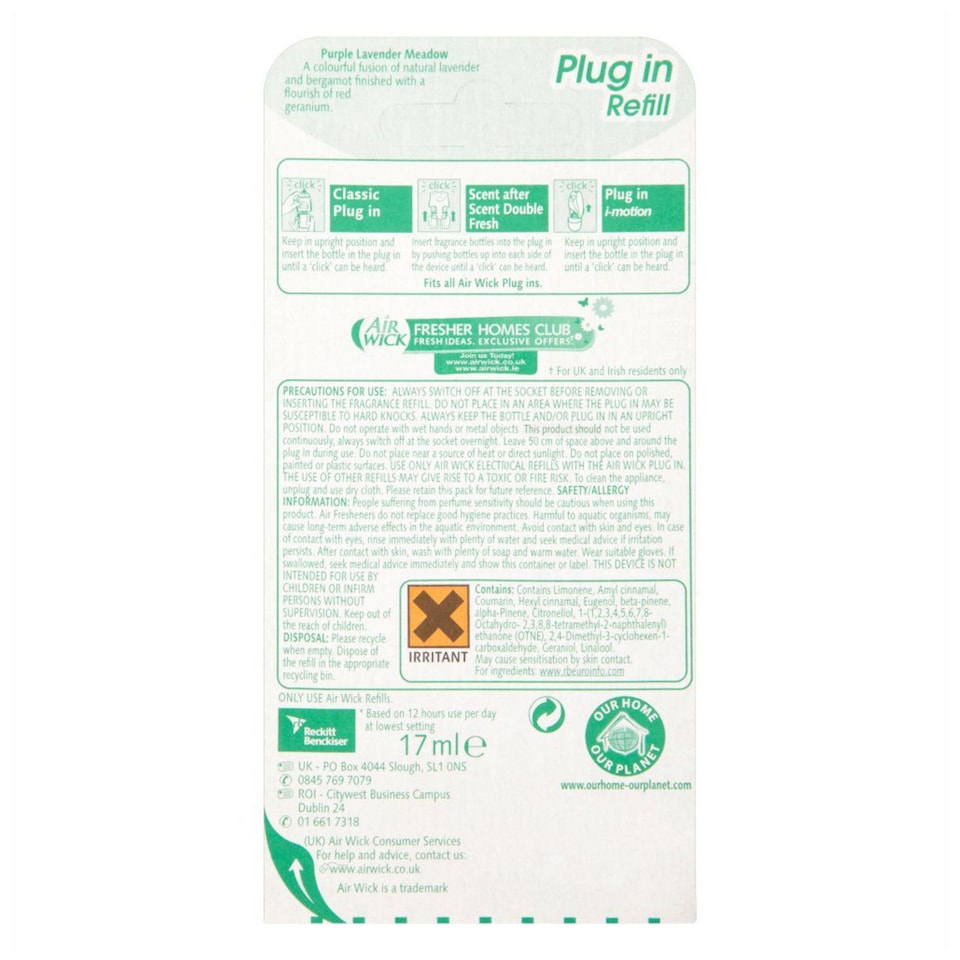 image 1 of Airwick Air Freshener Plug In Refill Lavender 19ml