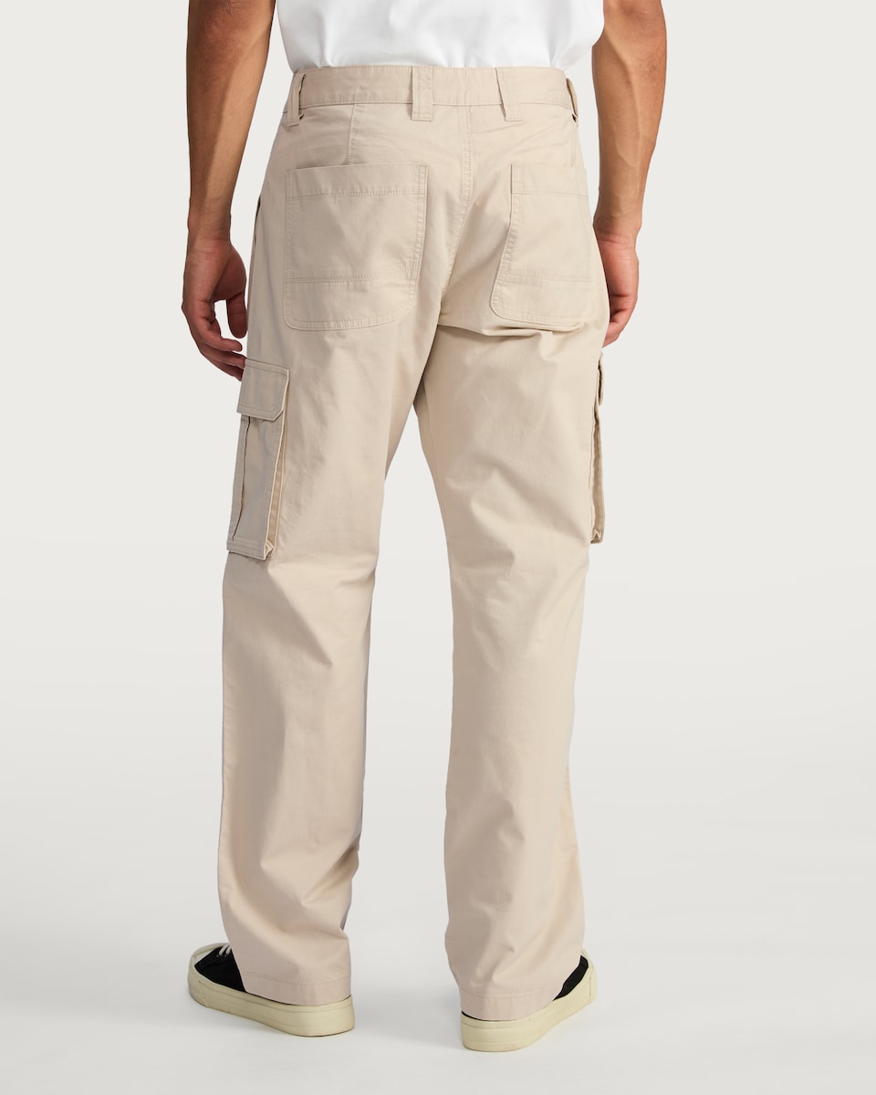 image 1 of F&F Pure Cotton Straight Leg Cargo Trousers in Stone