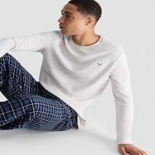 F&F Cotton Rich Long Sleeved Top and Check Trousers Pyjamas in Multi