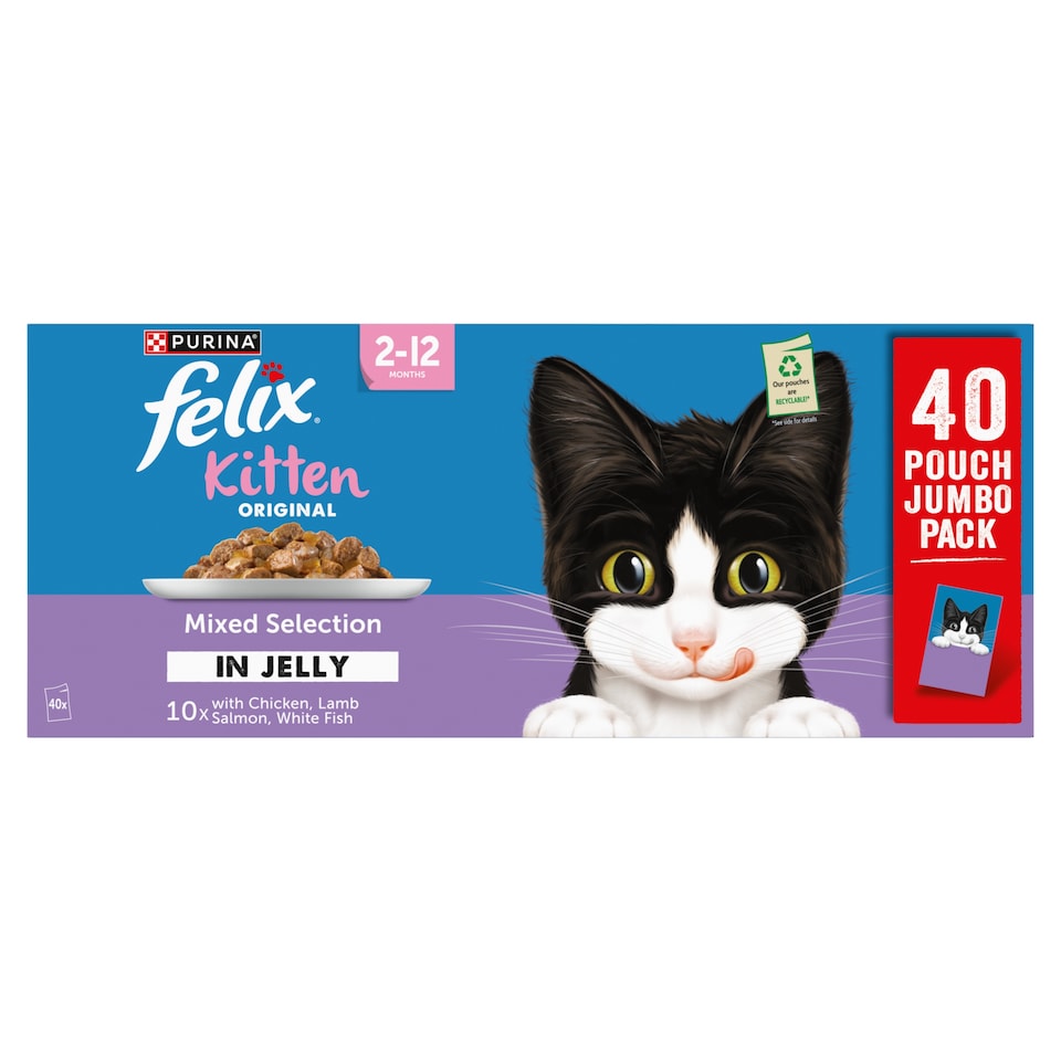 image 1 of FELIX Original Kitten Mixed Selection in Jelly Wet Cat Food 40x85g