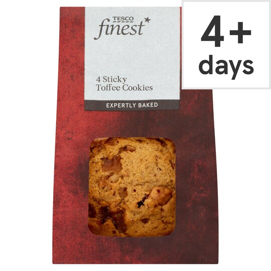Tesco Finest Sticky Toffee Cookies 4 Pack Tesco Groceries
