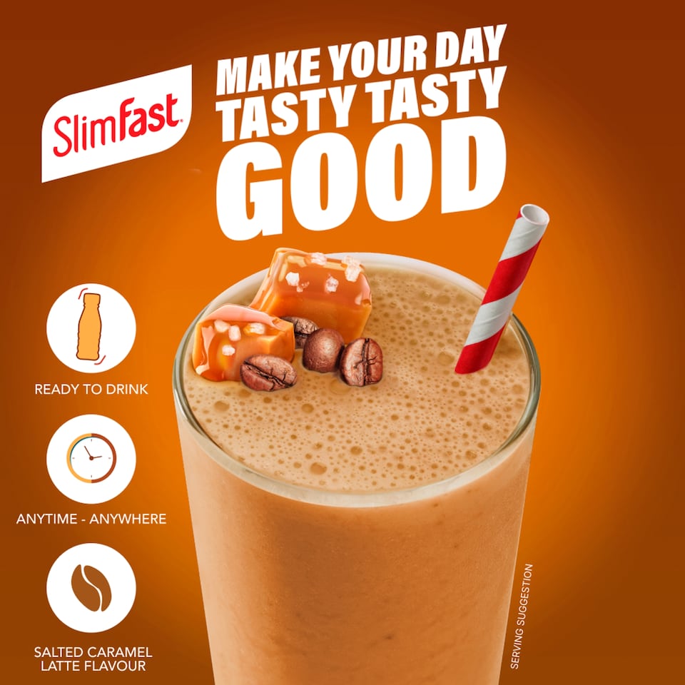 image 1 of SlimFast Salted Caramel Latte 30g Protein Shake Multipack - 4 x 325ml