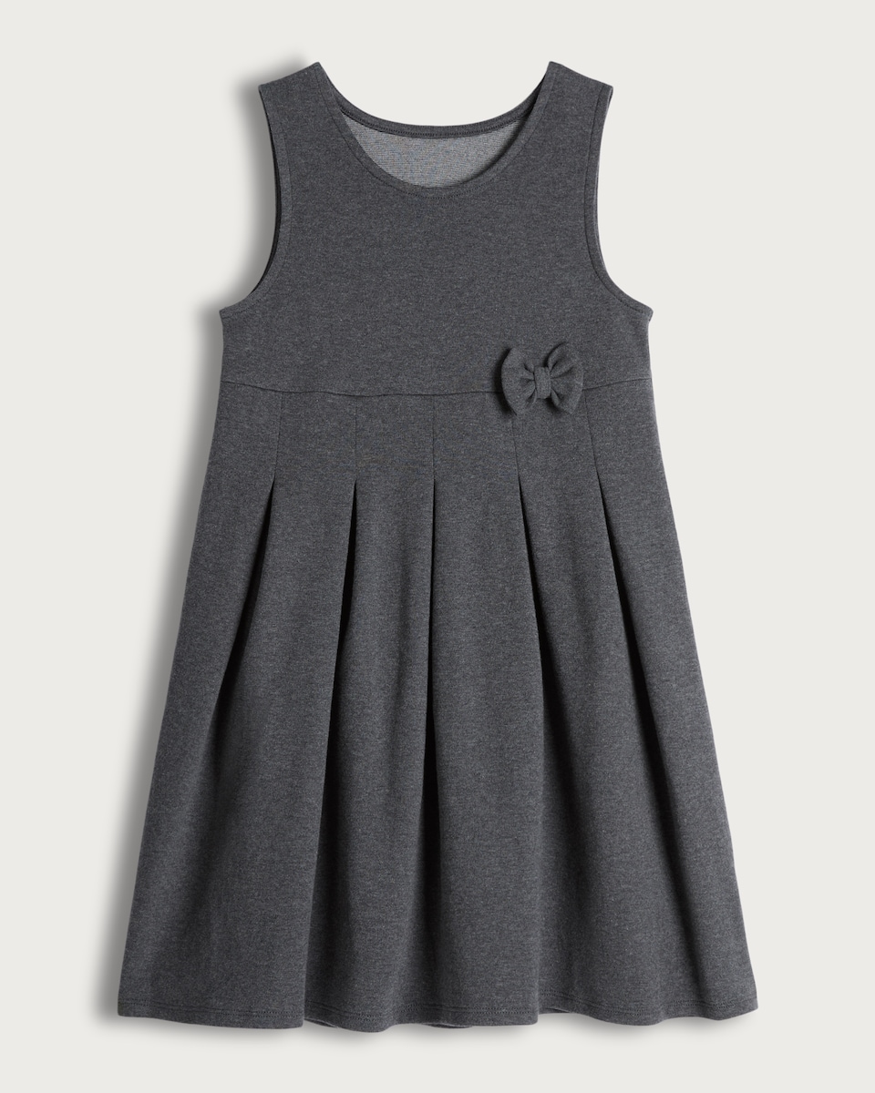 F&F School Girls Bow Detail Pinafore in Grey