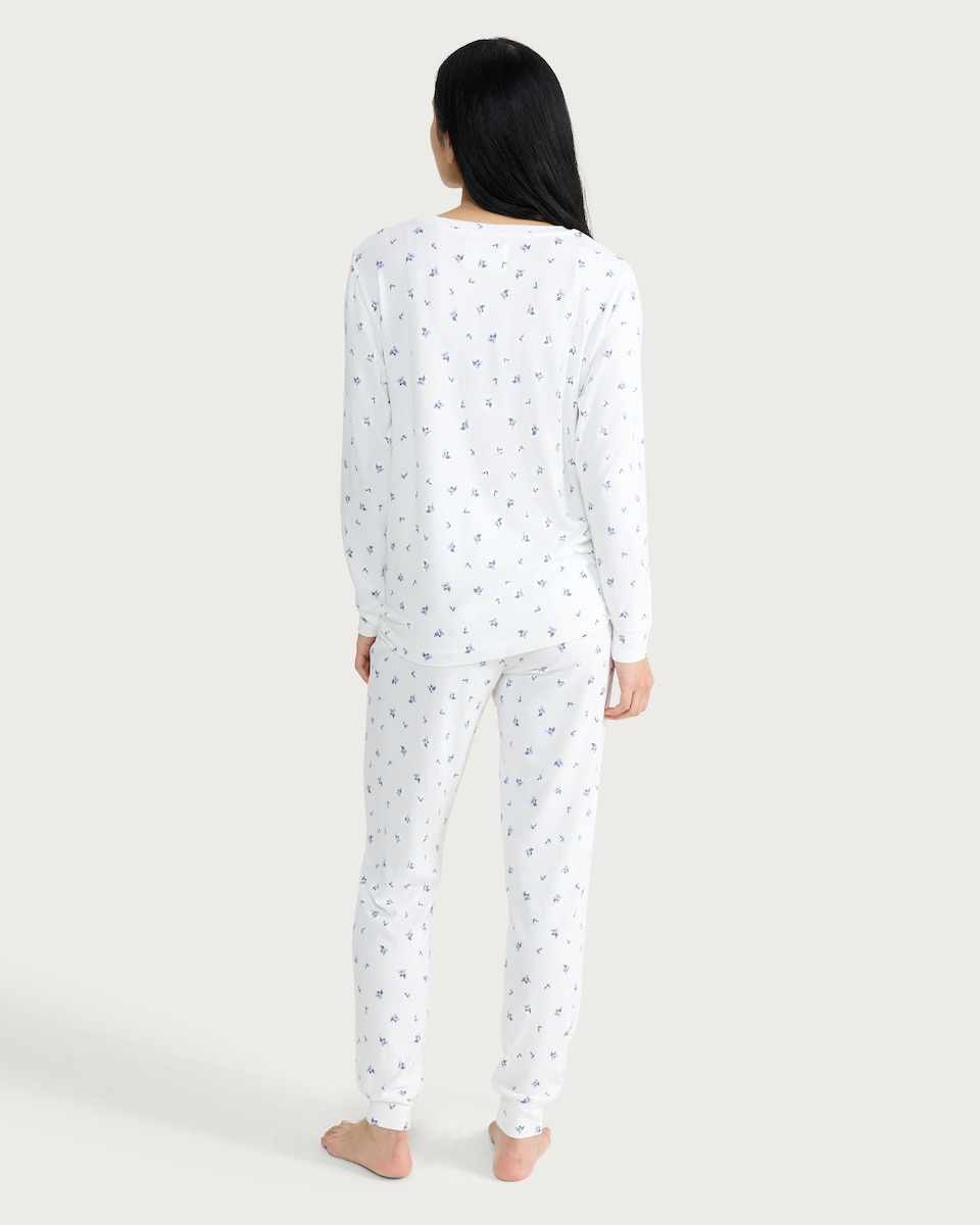 image 1 of F&F Ditsy Floral Print Pyjama Set in Cream