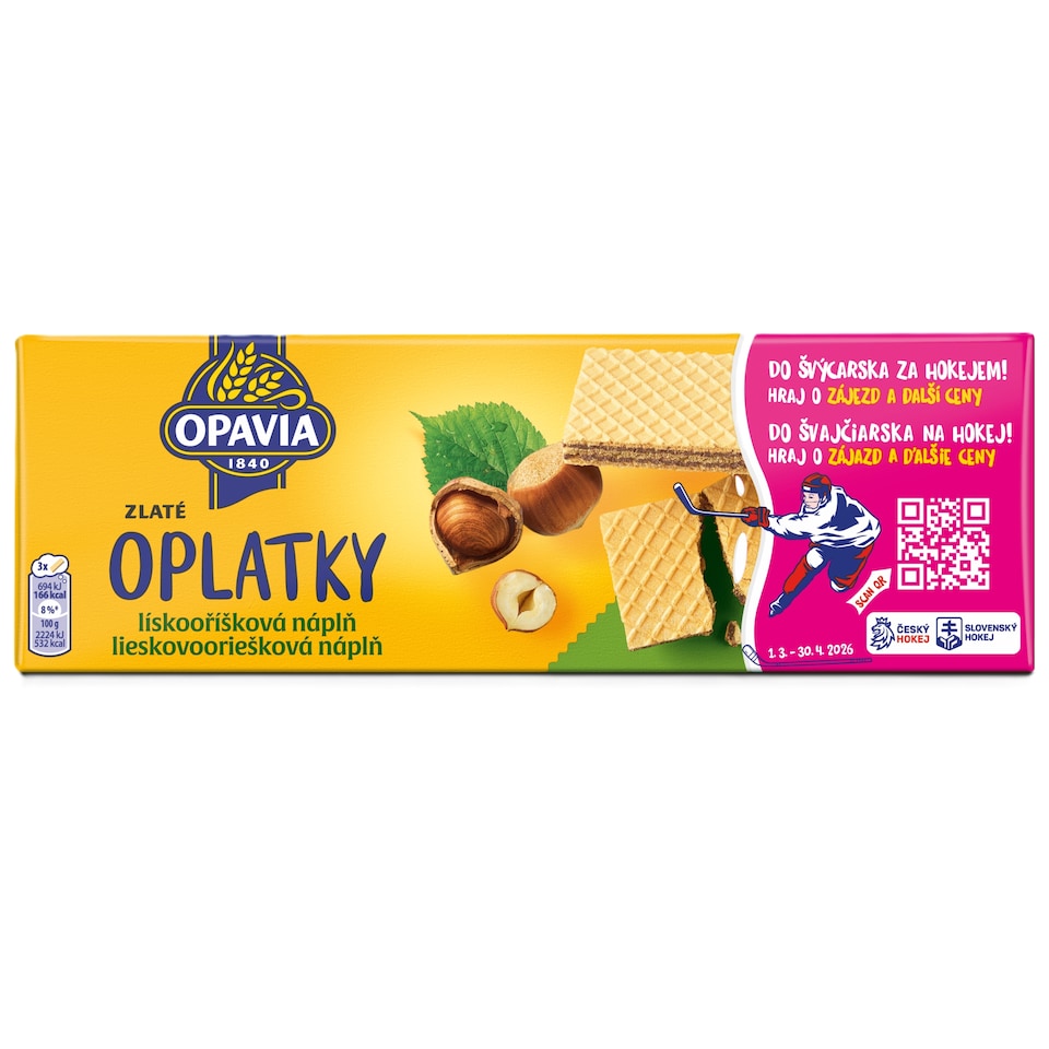 Opavia Zlaté Wafers Hazelnut Filling 146 g