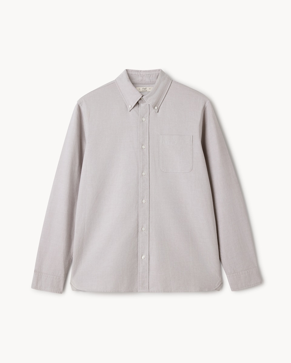 image 1 of F&F Pure Cotton Long Sleeved Oxford Shirt in Neutral