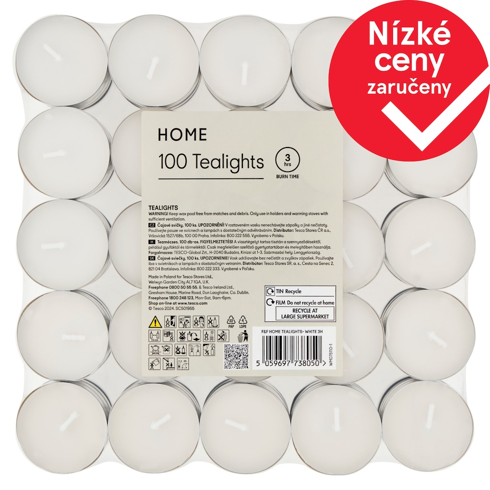 F&F Home White čajové svíčky 100 ks
