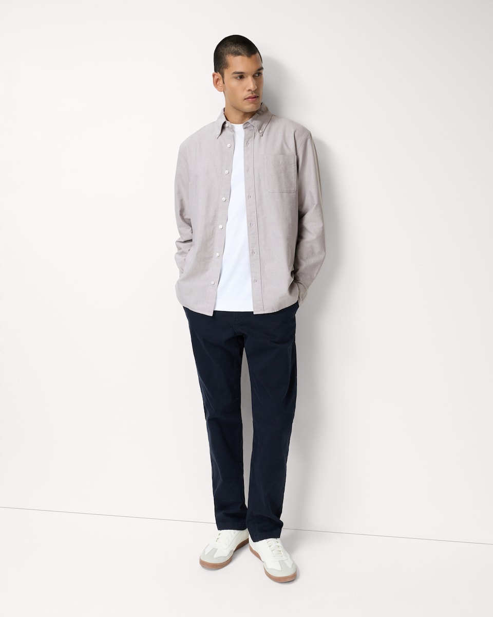 image 1 of F&F Pure Cotton Long Sleeved Oxford Shirt in Neutral