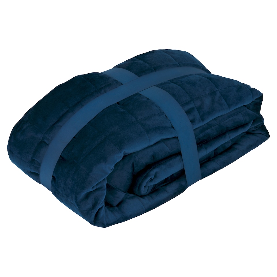 F&F Home Navy Velvet Quilted Bedspread