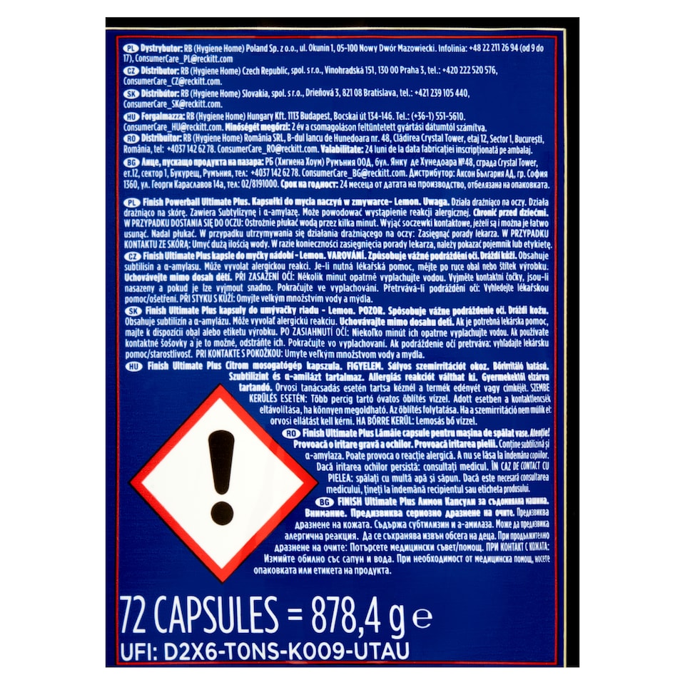 obrázok 1 z Finish Powerball Ultimate Plus All in 1 Lemon kapsuly do umývačky riadu 72 ks 878,4 g