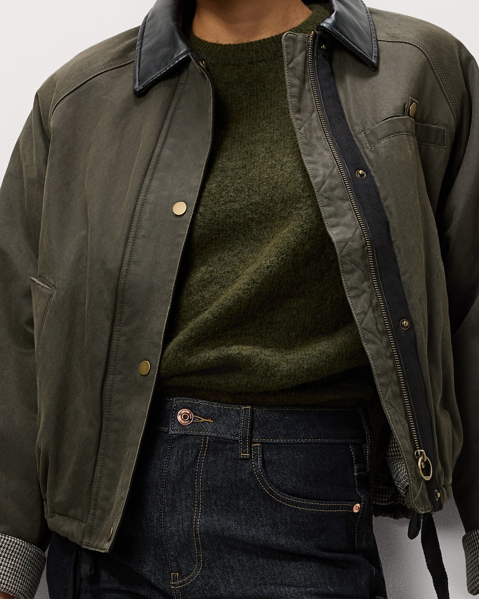 image 1 of F&F Crew Neck Longline Jumper in Olive
