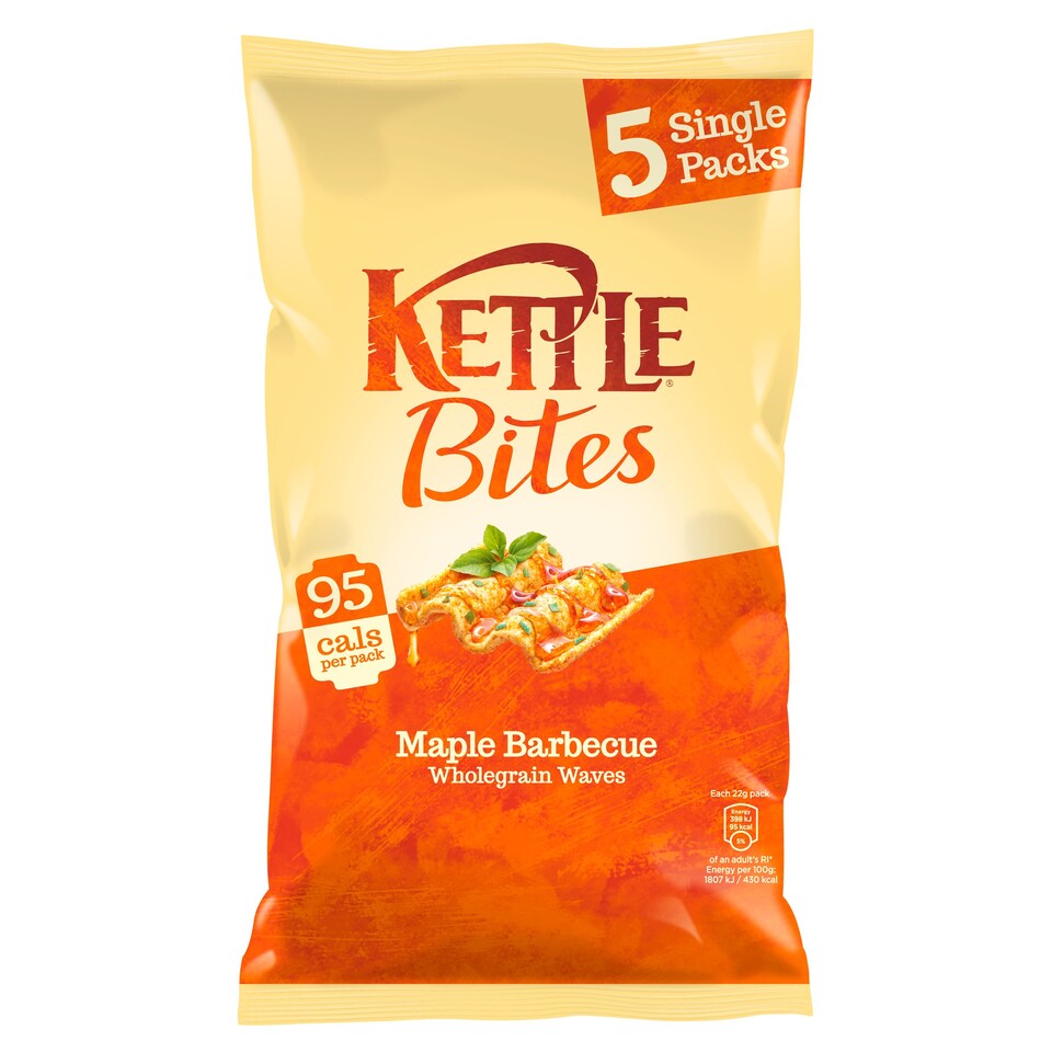Kettle Bites Maple BBQ Waves Snacks 5 x 22g