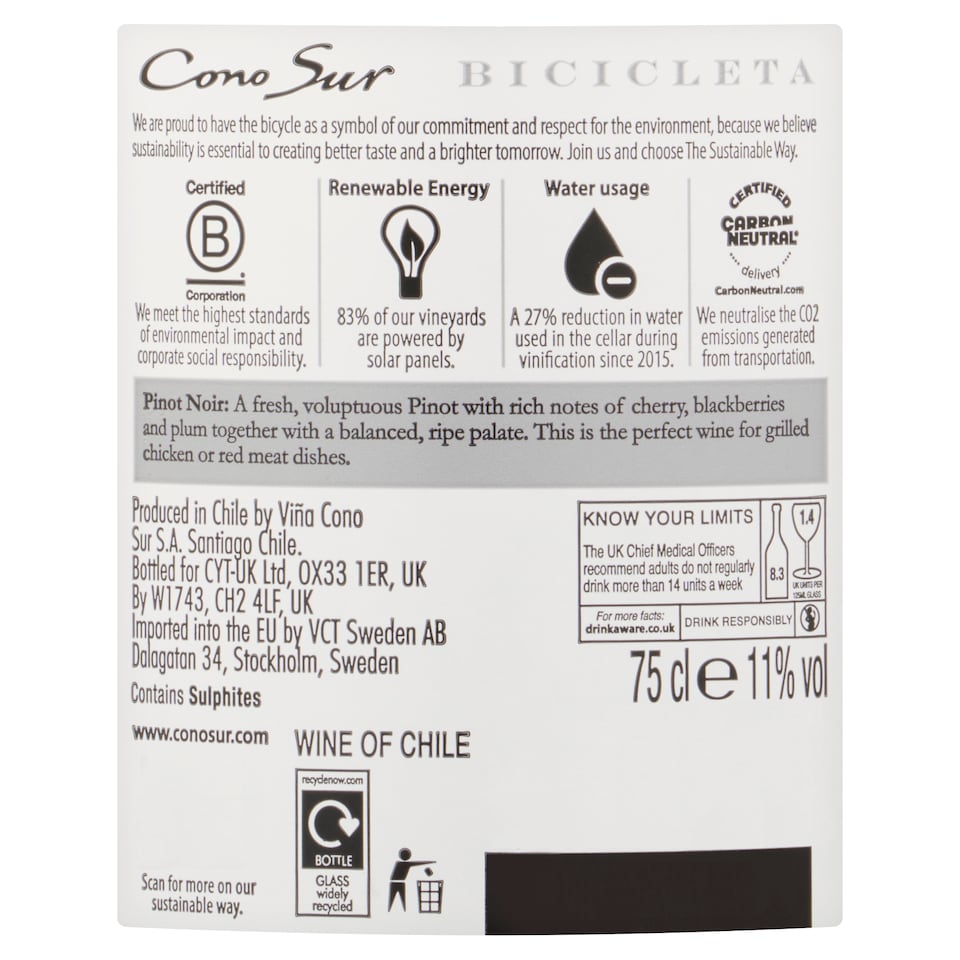 image 1 of Cono Sur Bicicleta Pinot Noir 75Cl