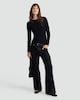 image 2 of F&F Cotton Rich Ribbed Striped Long Sleeved Top in Black