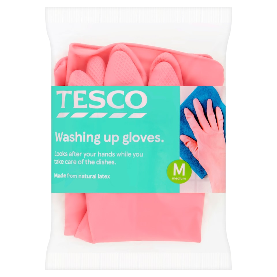 Tesco Dishwashing Rubber Gloves Medium 1 Pair