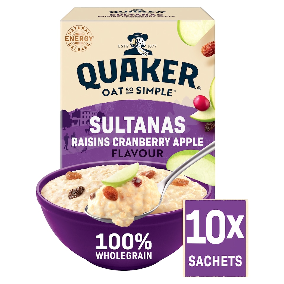 image 1 of Quaker Oat So Simple Sultana & Raisin Porridge Sachets 10x38.5g