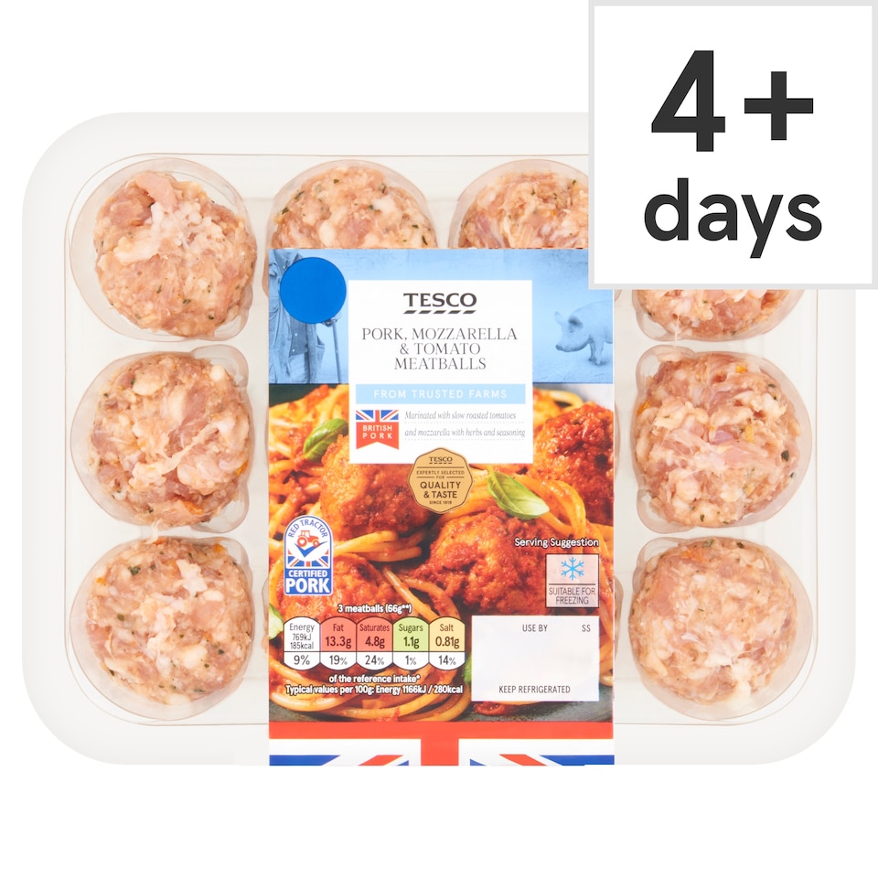 Tesco Pork, Mozzarella & Tomato Meatballs 336g