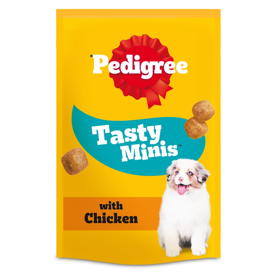 image 1 of Pedigree Puppy Dog Food Treats Tasty Minis Cubes Chicken 125g