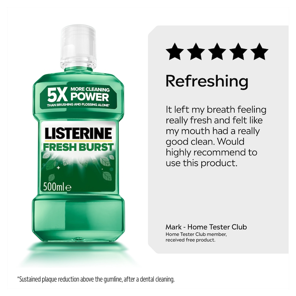 image 1 of Listerine Fresh Burst Antibacterial Mouthwash 500ml