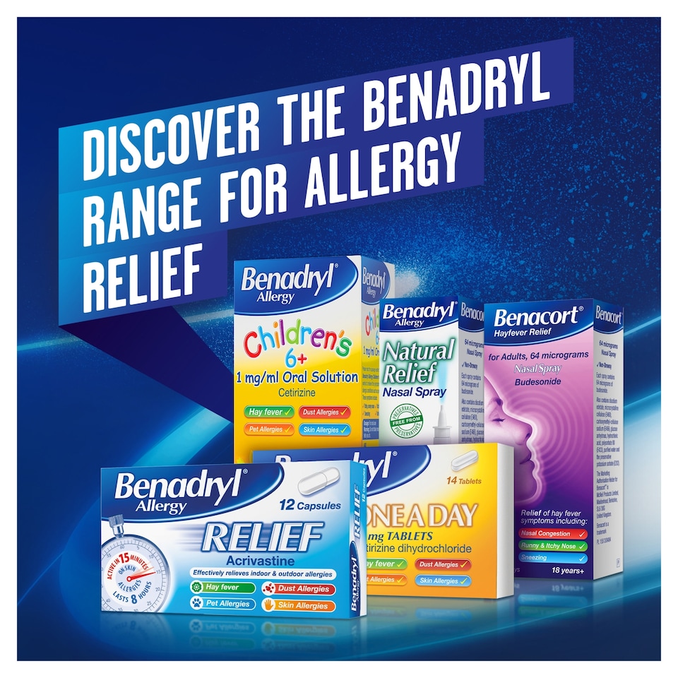 image 1 of Benadryl Allergy Relief Fast-Acting Antihistamine Hayfever 24 Capsules
