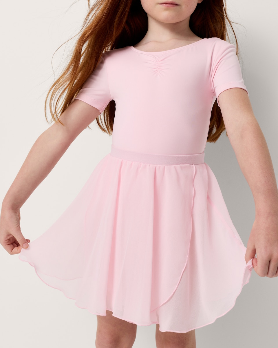 image 1 of F&F Active Girls Ballet Wrap Skirt in Pink