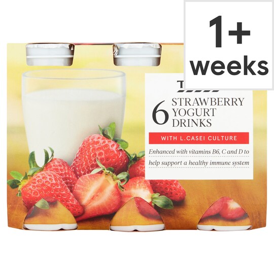 Tesco Strawberry Yogurt Drinks 6X100g Tesco Groceries