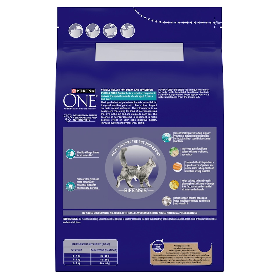 image 1 of Purina One 7+ Dry Cat Food With Salmon 2.8Kg