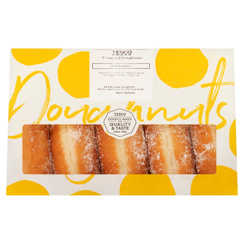 image 1 of Tesco 5 Custard Doughnuts