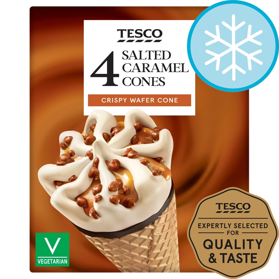 Tesco Salted Caramel Cones 4X110ml Tesco Groceries