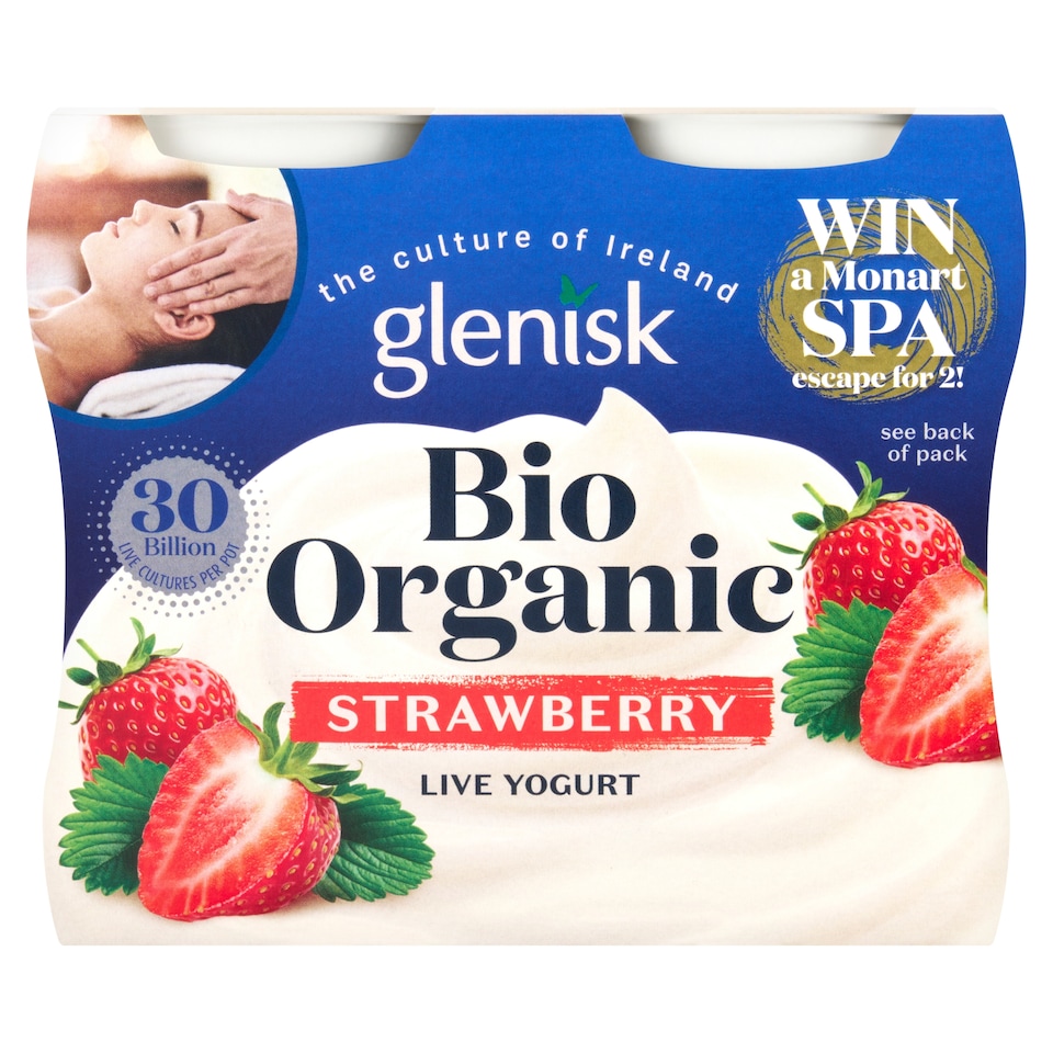 Glenisk Bio Organic Live Yogurt Strawberry 4X125g
