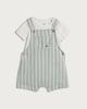 image 1 of F&F Baby 2-Piece Striped Dungarees and Bodysuit Set in Grey