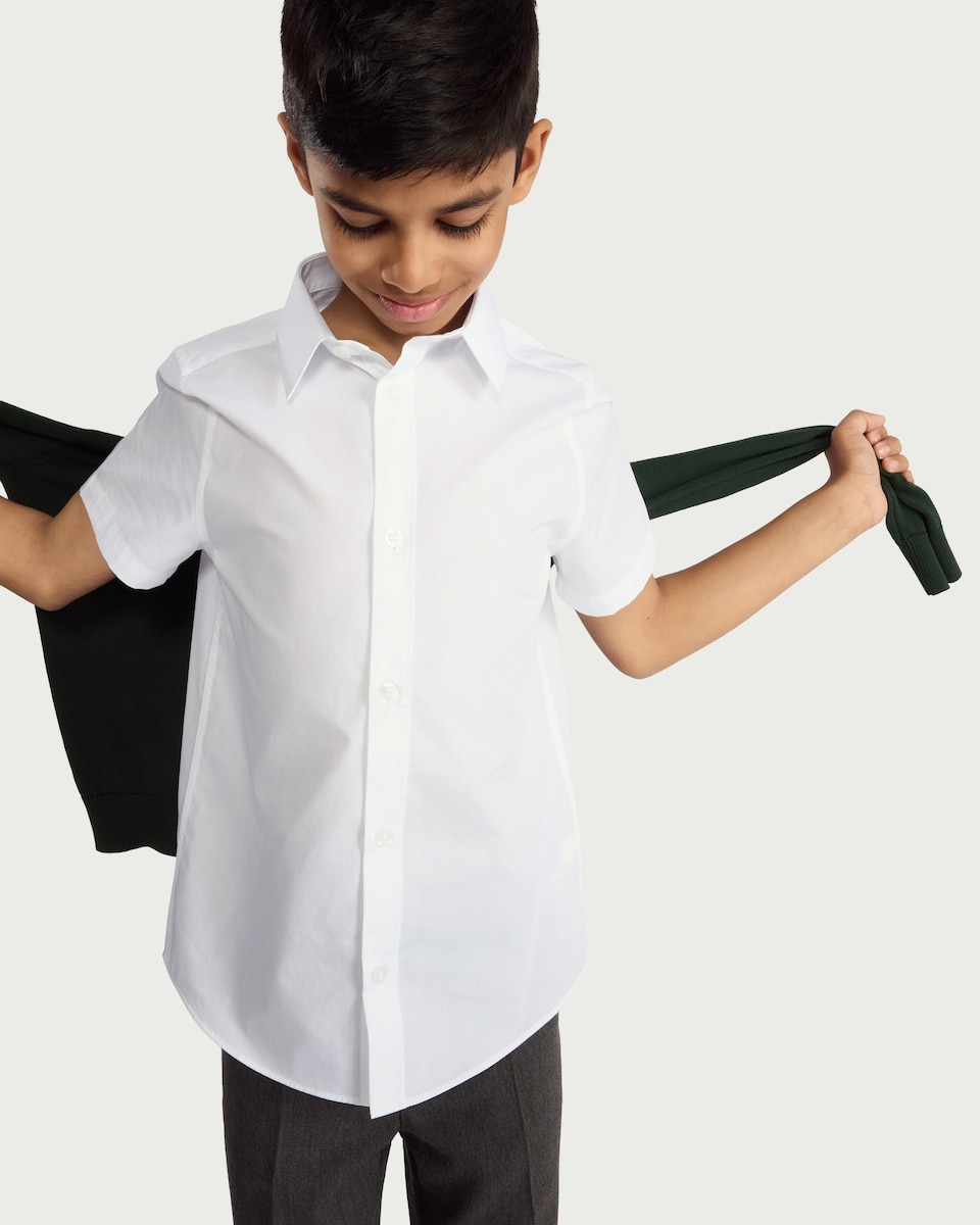 image 1 of F&F School Boys 3-Pack Regular Fit Short Sleeved Shirts in White