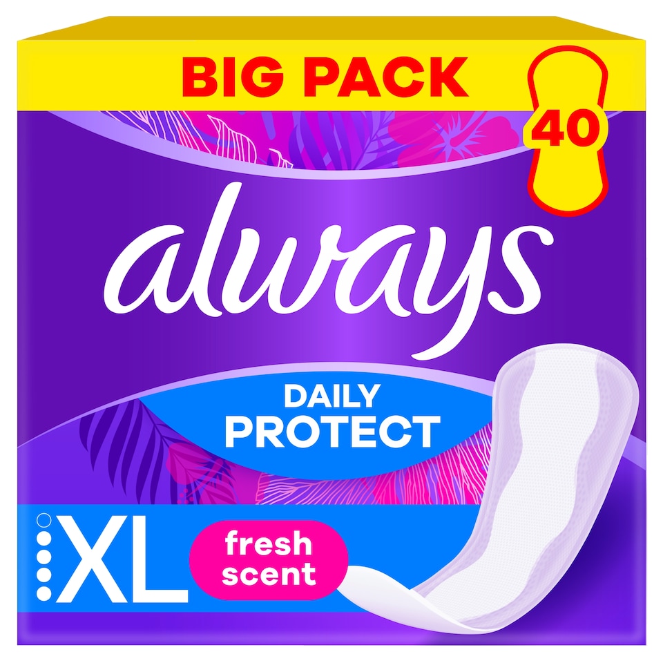 image 1 of Always Daily Protect Extra Long With Fresh Scent Pantyliners 40 Count