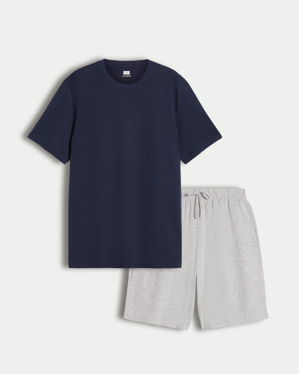 F&F Cotton Rich T-Shirt and Drawstring Shorts Pyjamas in Navy