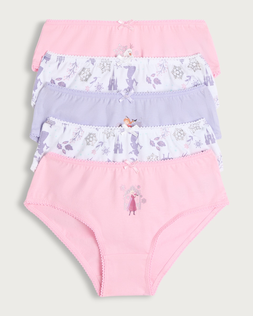 image 1 of Disney Frozen Print 5-Pack Pure Cotton Knickers in Multi