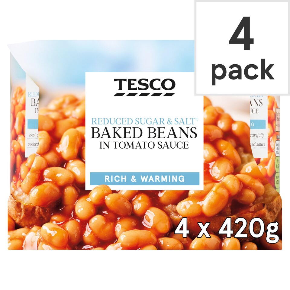 Tesco Reduced Sugar & Salt Baked Beans in Tomato Sauce 4x420g Tesco