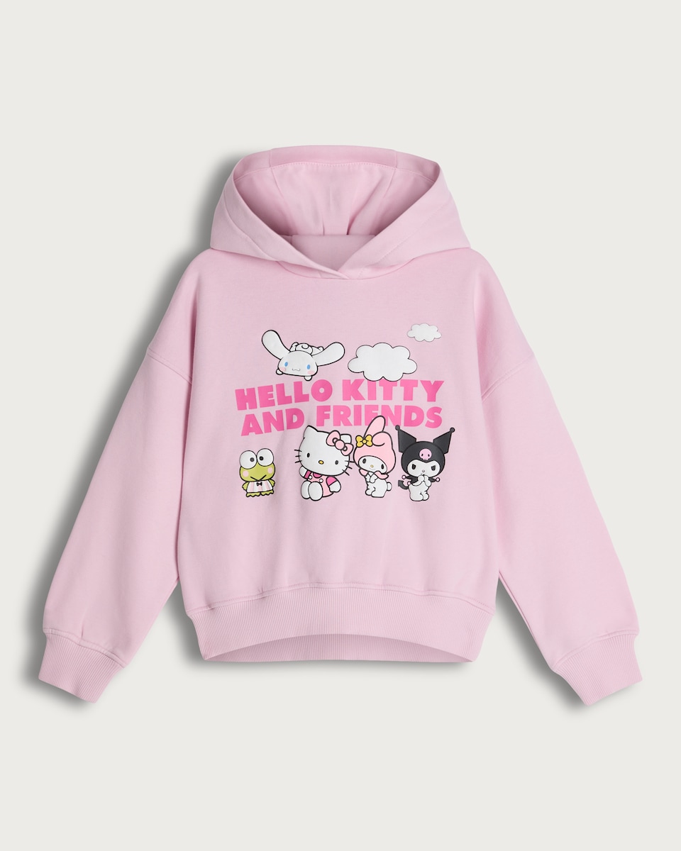 Hello Kitty and Friends Slogan Cotton Rich Hoodie in Pink