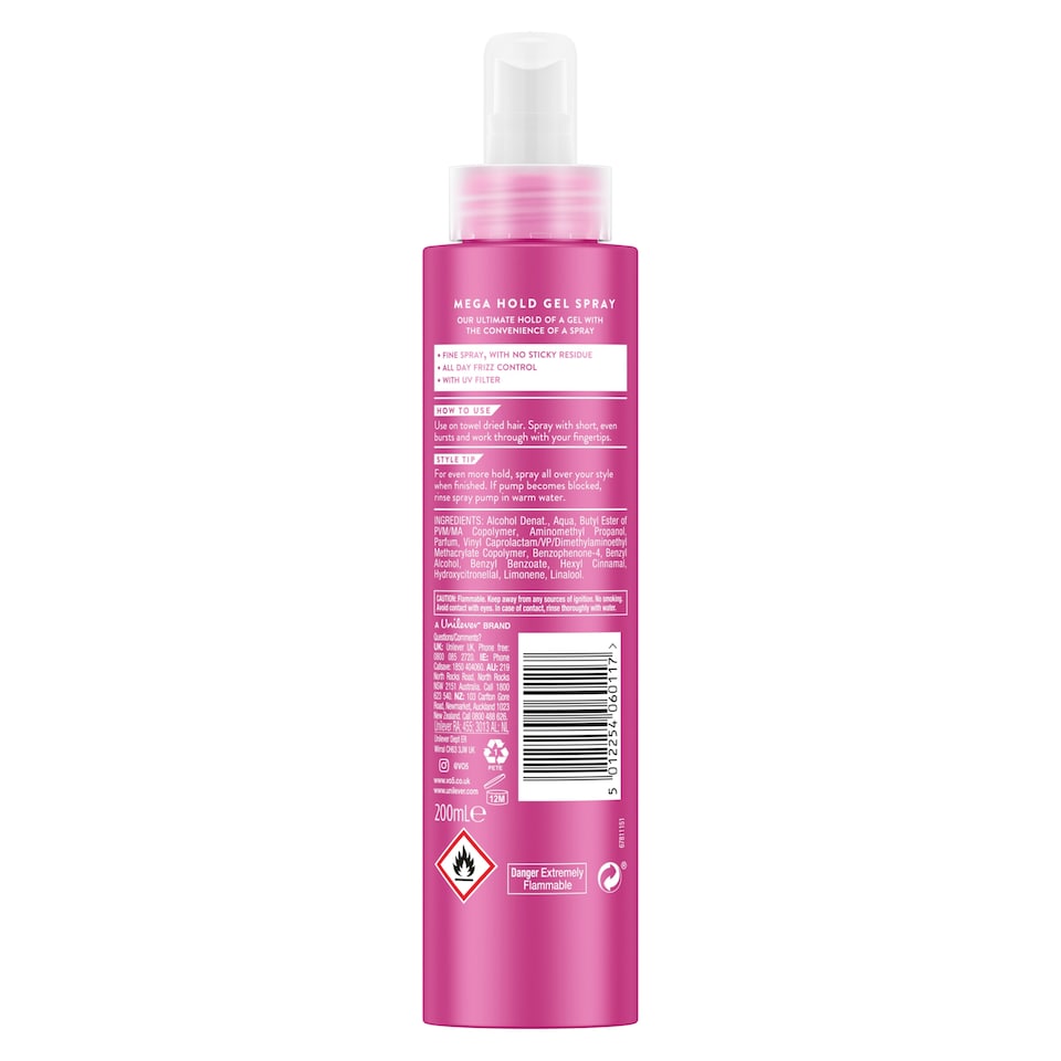image 1 of Vo5 Mega Hold Gel Spray 200Ml
