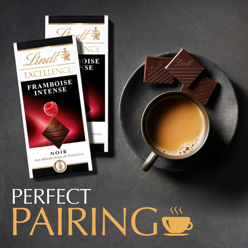 image 1 of Lindt Excellence Raspberry Intense Chocolate Bar 100G