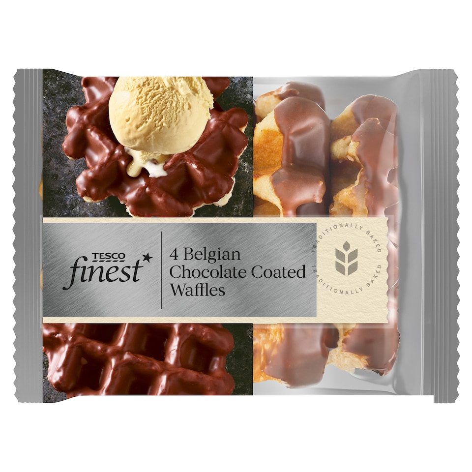 Tesco Finest Belgian Chocolate Coated Sugar Waffles 4 Pack 240g
